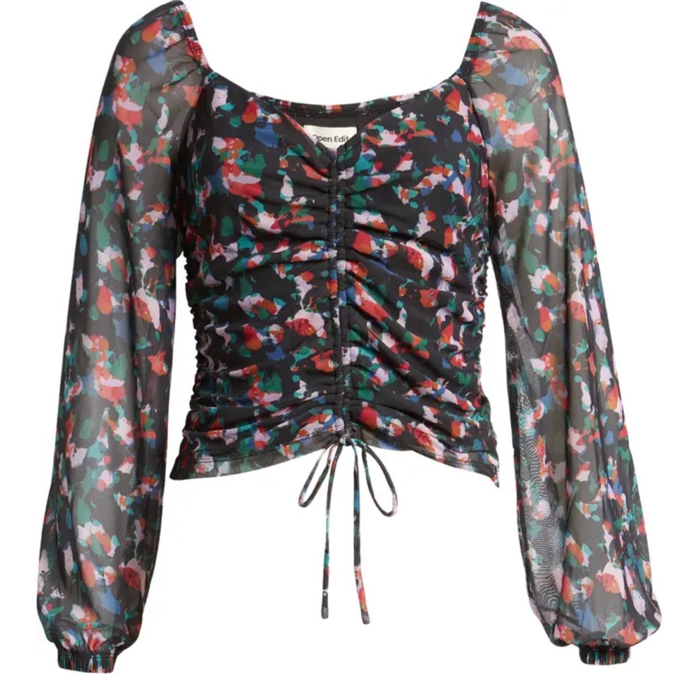 Open Edit Ruched Mesh Top - NWT